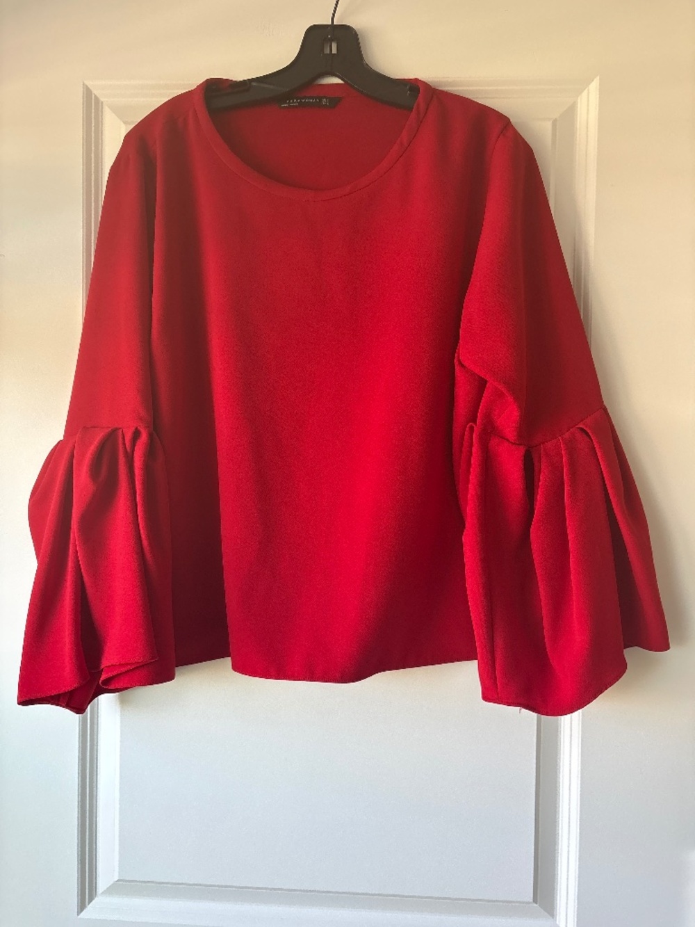 Zara Red Bell Sleeve Blouse